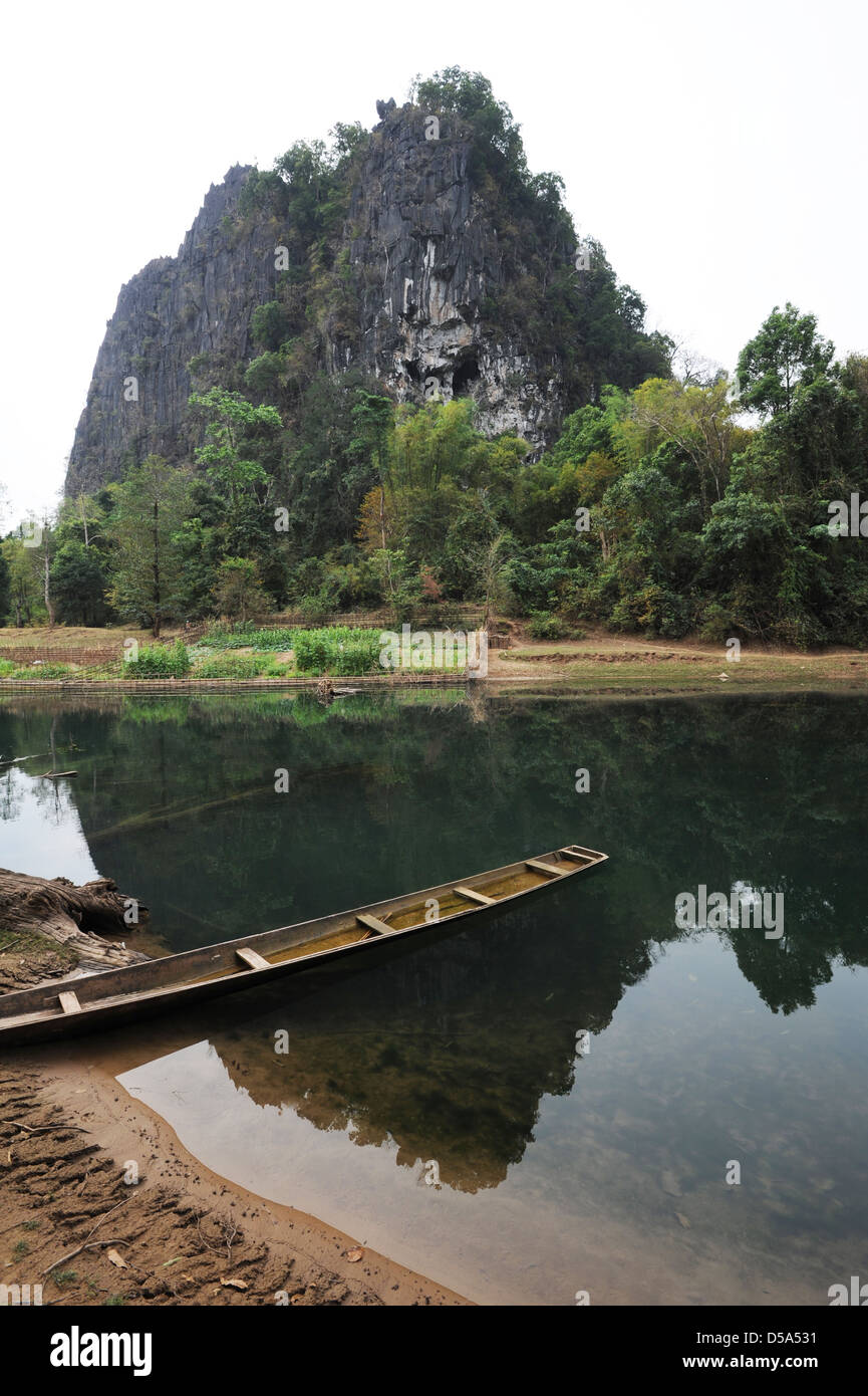 Fluss auf das Dorf Ban Kong Lo auf Laos Stockfoto