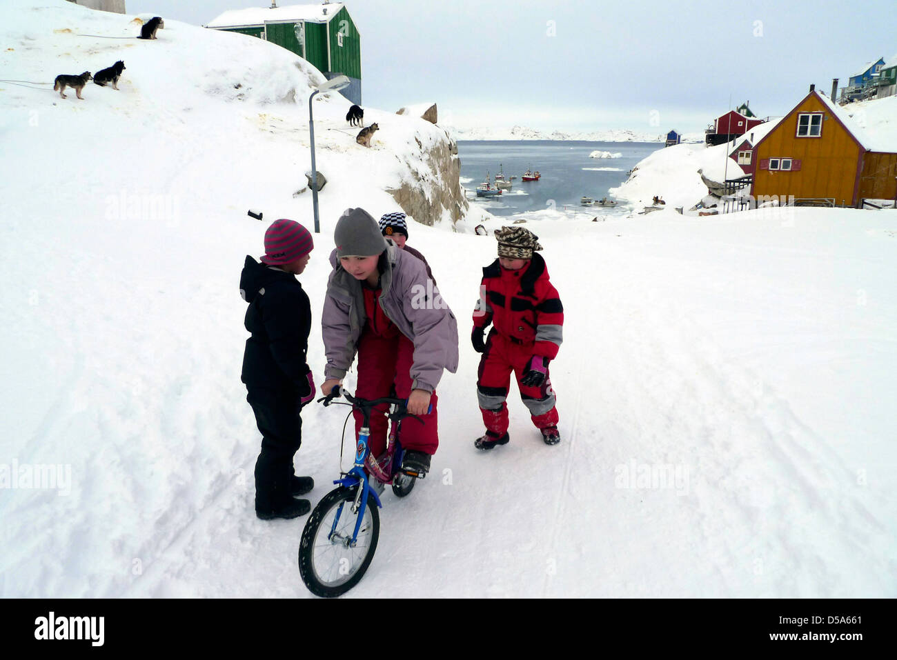 Kinder in Grönland, Westgrönland, Grönland Stockfoto