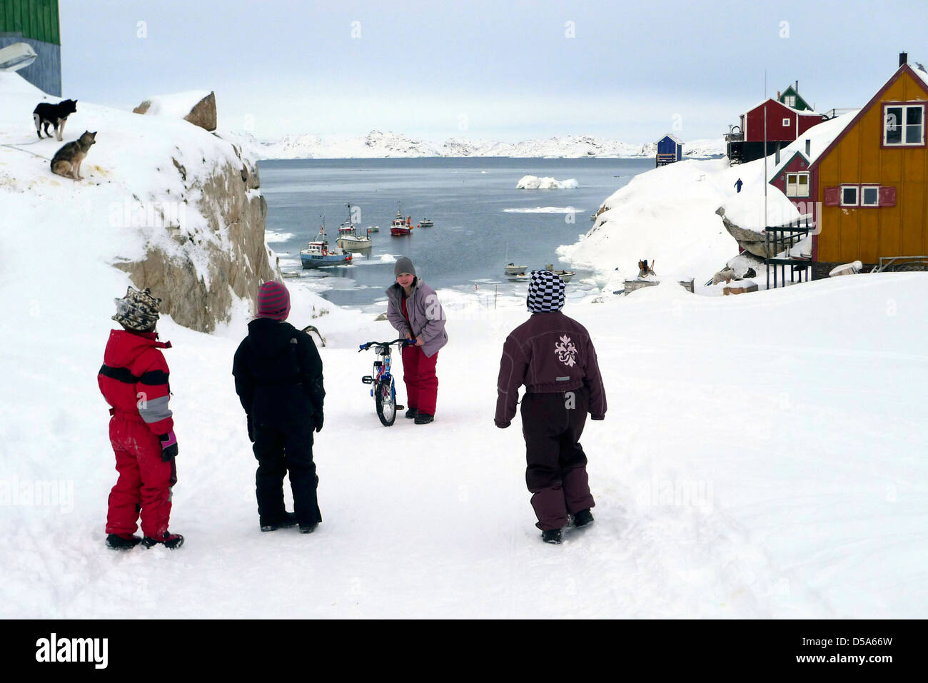 Kinder in Grönland, Westgrönland, Grönland Stockfotografie Alamy