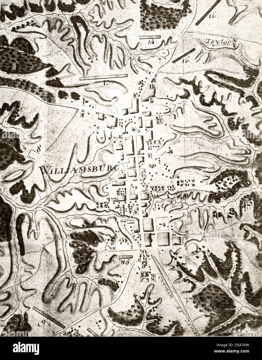 Rochambeau Militärkarte in Williamsburg, Virginia Stockfoto