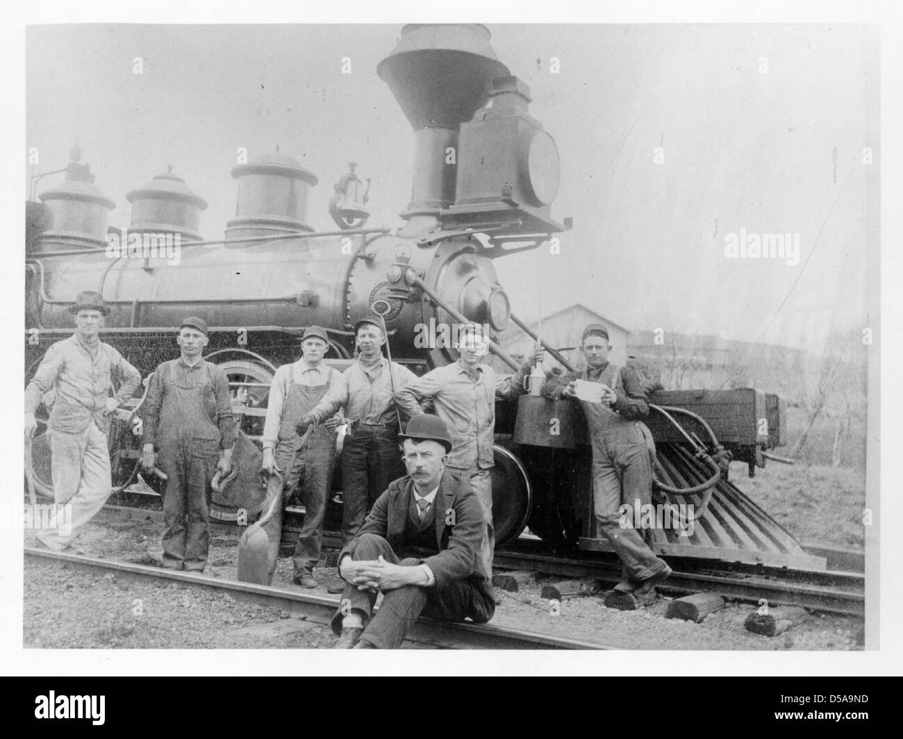 Lokomotive (#69?) und Crew Stockfoto