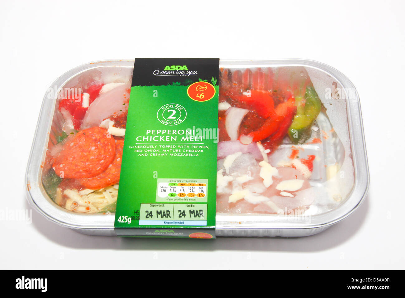 ASDA gewählt von Ihnen eine Palette Pepperoni Chicken Melt Fertiggerichte Stockfoto