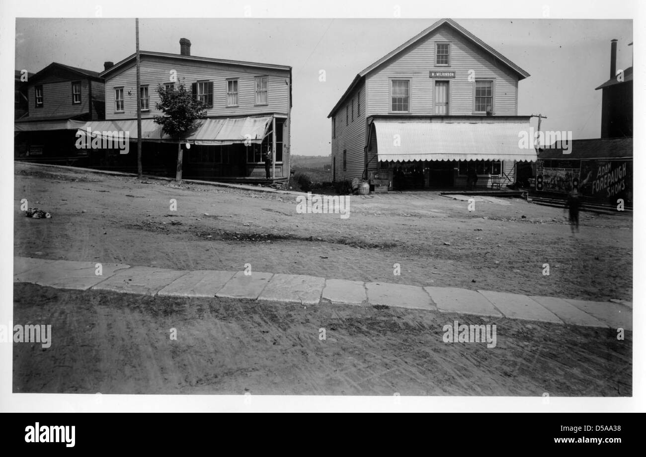 Hurleyville Straßenszene mit Zirkus-Zeichen Stockfoto