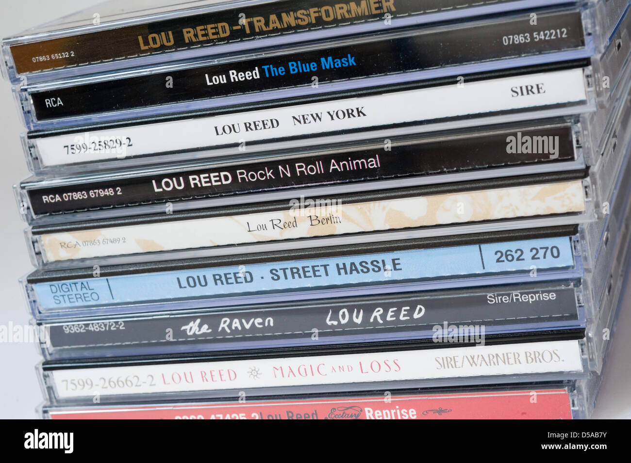 Ein Haufen von Lou Reed Alben Stockfoto
