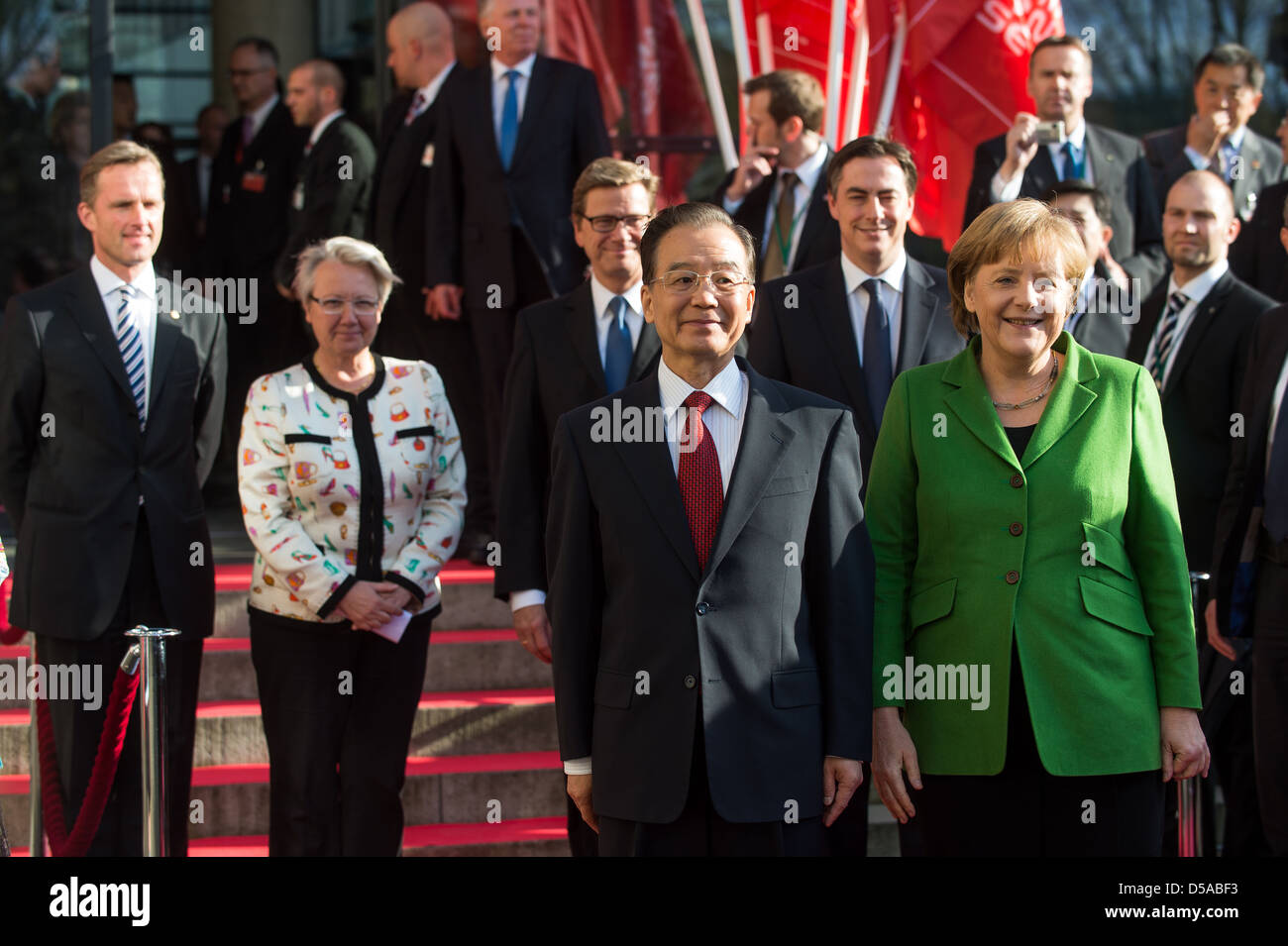 Hannover, Deutschland, Bundeskanzlerin Angela Merkel und Chinas Premier Wen Jiabao Stockfoto