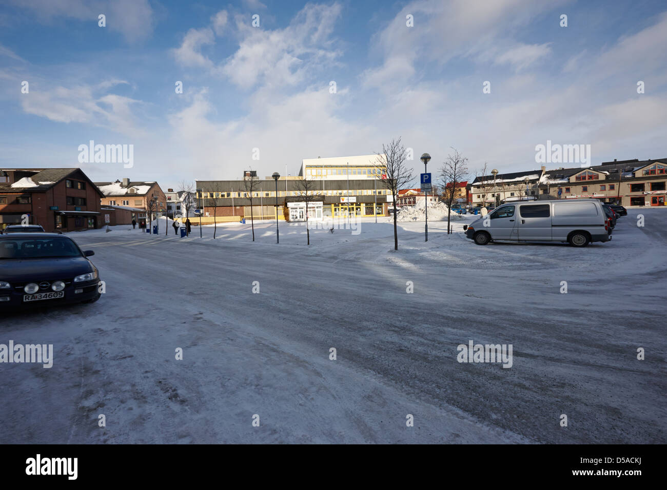 Stadtzentrum Kirkenes Finnmark Norwegen Europa Stockfoto