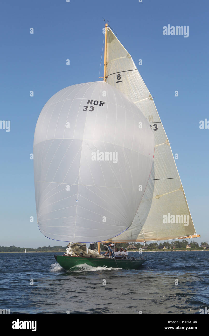 Glücksburg, Deutschland, König Harald v. von Norwegen während die Segelregatta Rolex Baltic Week Stockfoto