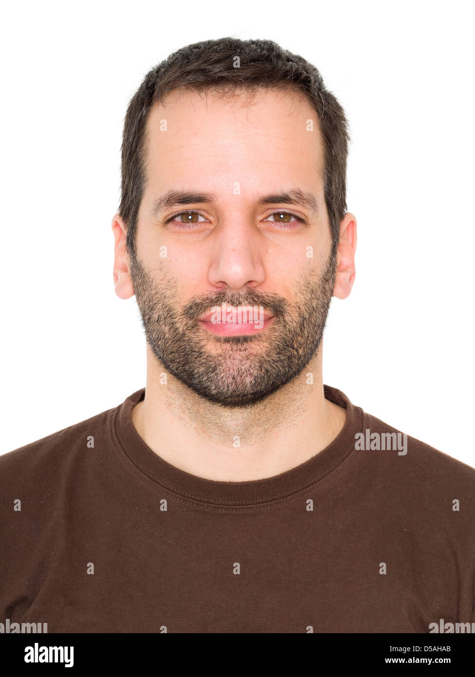 Porträt eines 3-tägigen bärtigen jungen Mannes seine Augen Schielen Stockfoto