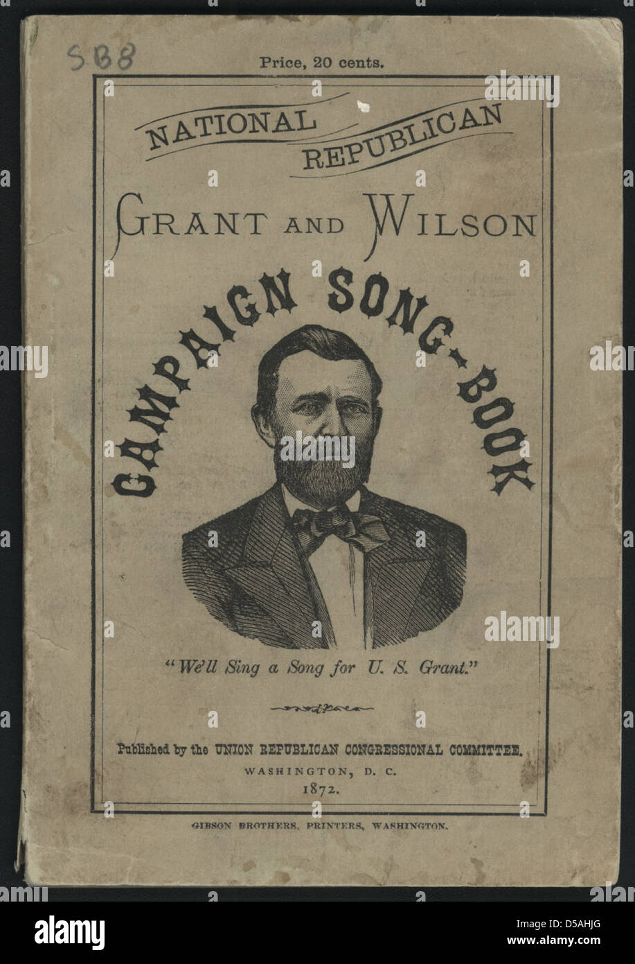 Nationalen republikanischen Grant und Wilson Campaign Liederbuch Stockfoto