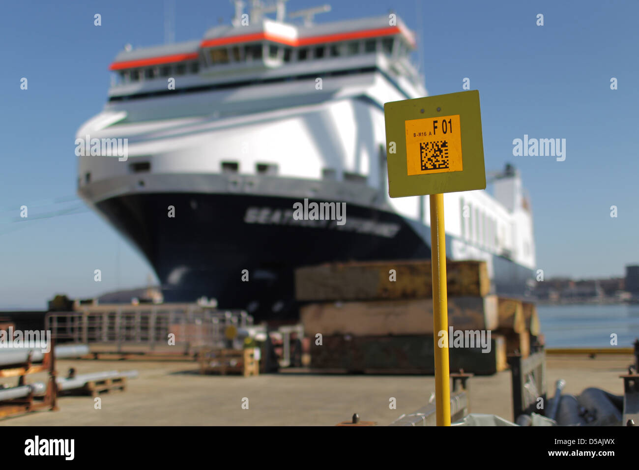 Flensburg, Deutschland, Logistik mit den QR-Code an die Flensburger Schiffbaugesellschaft Stockfoto