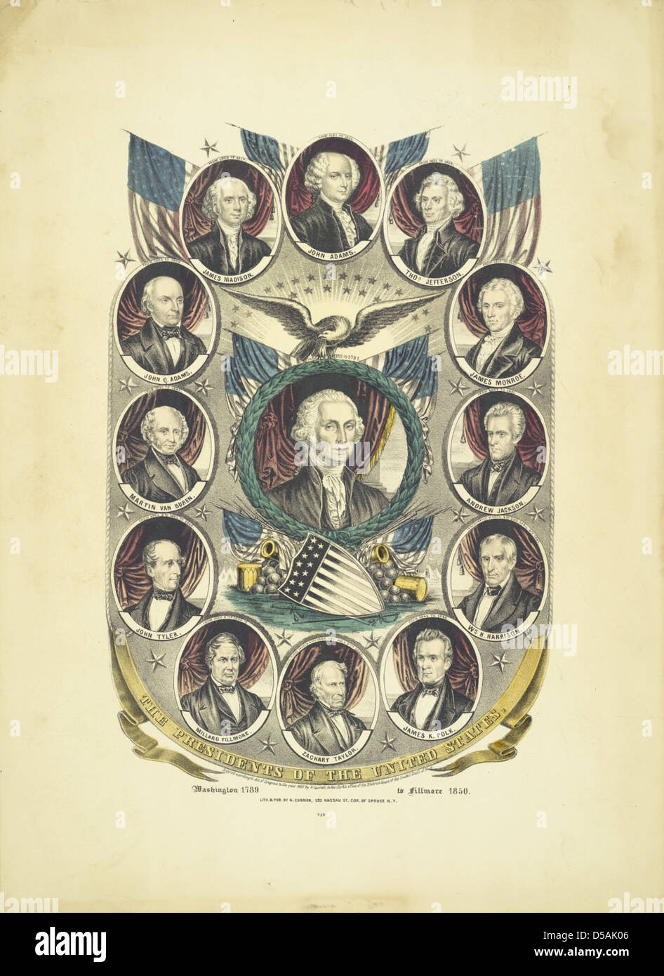 Die Präsidenten der Vereinigten Staaten: Washington 1789 zu Fillmore 1850 Stockfoto