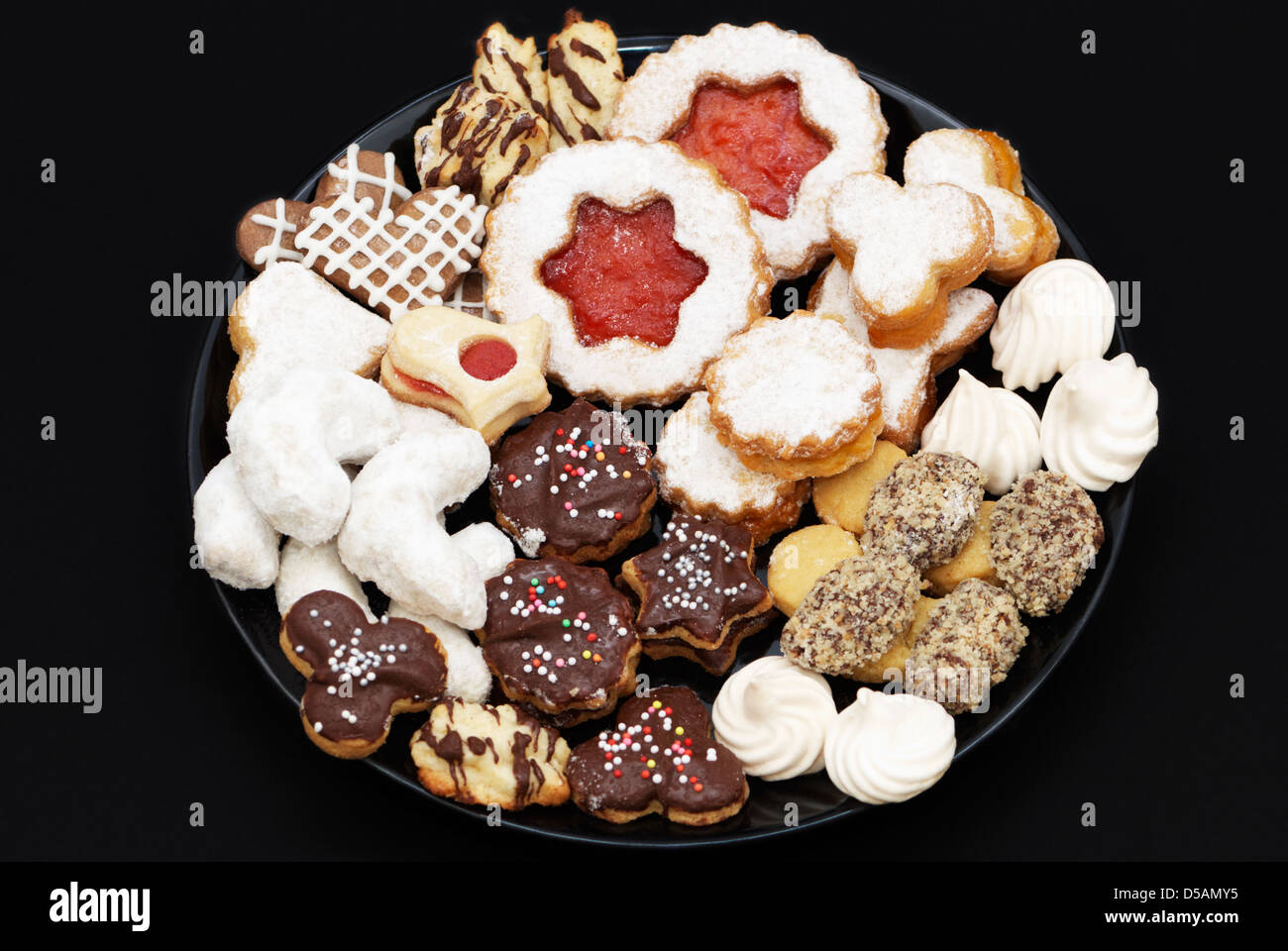 Weihnachten-Kuchen mit Schokolade, Cookie und Zucker Stockfoto