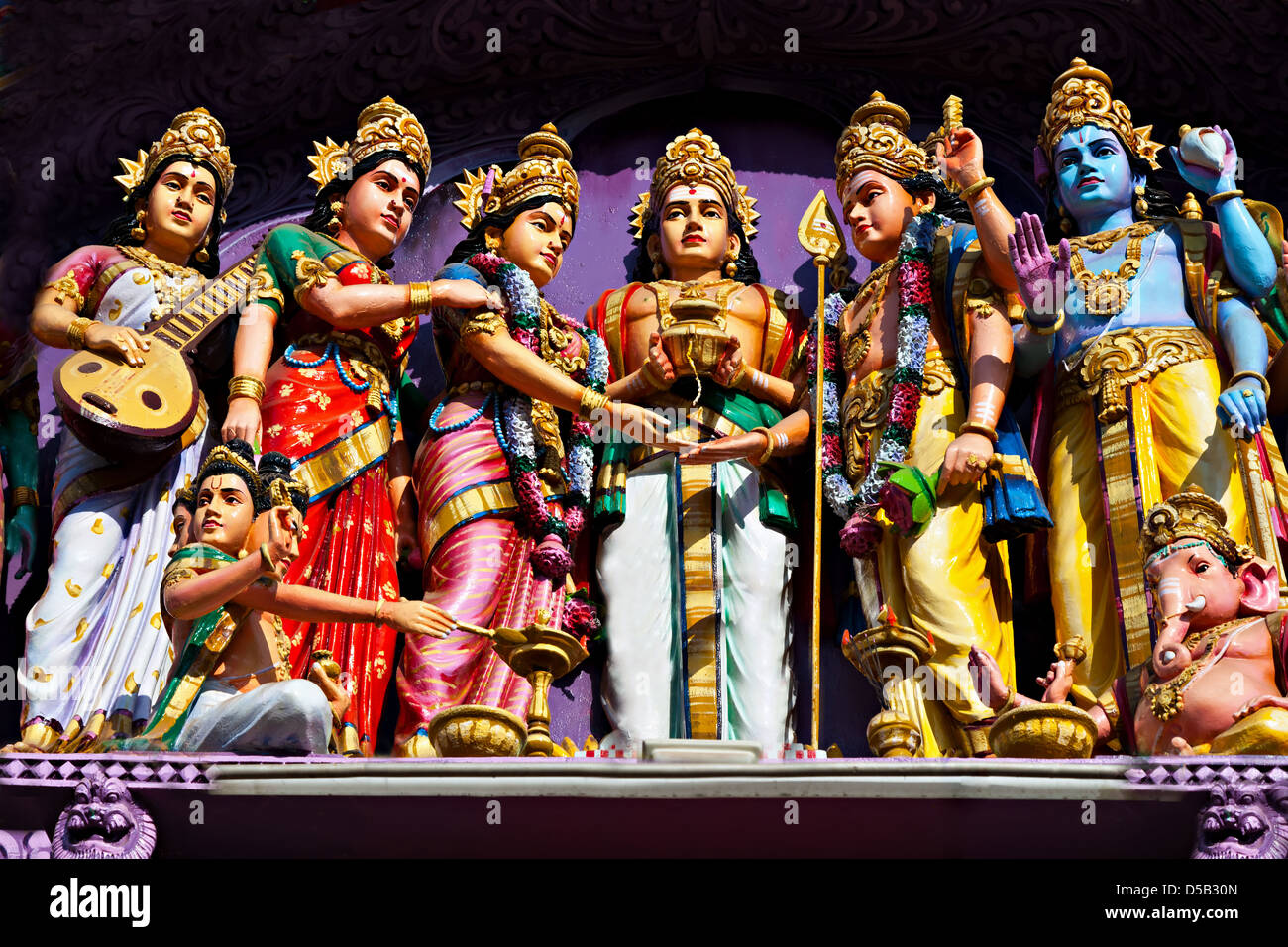 Fassade des hindu-Tempel, Süd-Indien Stockfoto