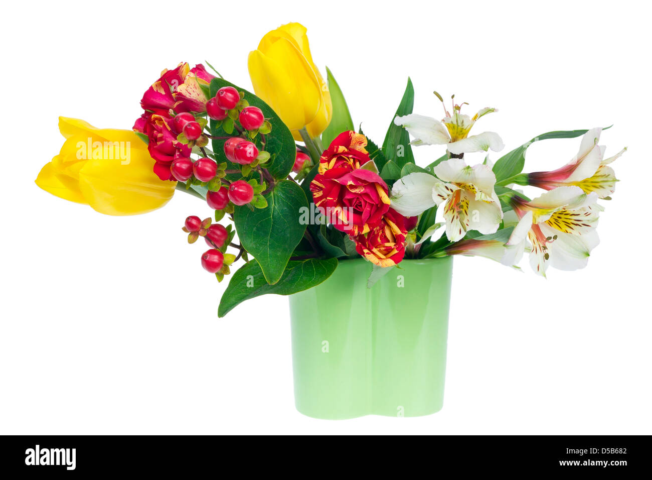 Horizontale minimalistisch floristische Dekoration Grenze in grüne Kanne. Isoliert Stockfoto