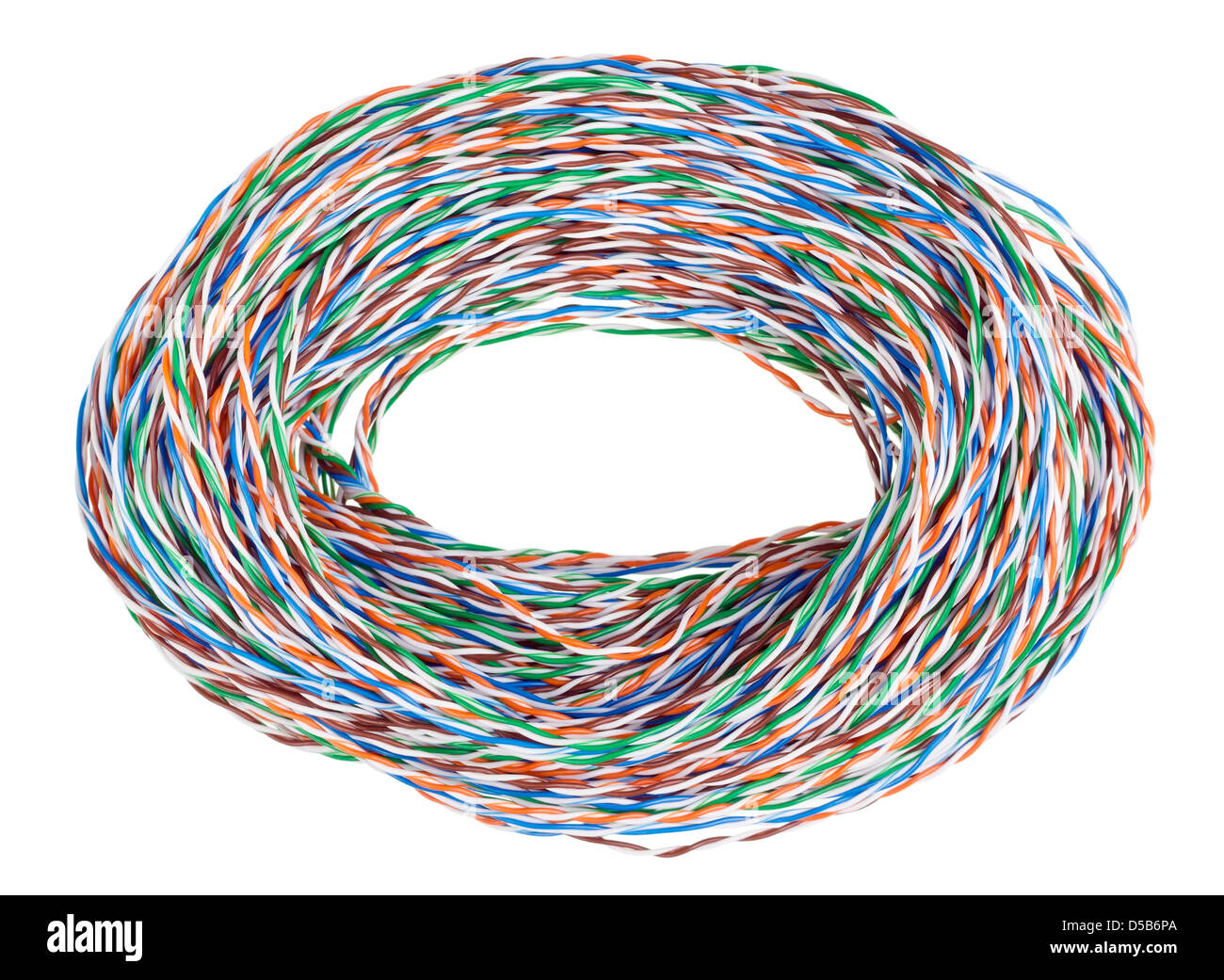 Große Haufen von einer Farbe twisted-Pair-Kabel für Netzwerk und Internet.  Isoliert auf weiss Stockfotografie - Alamy