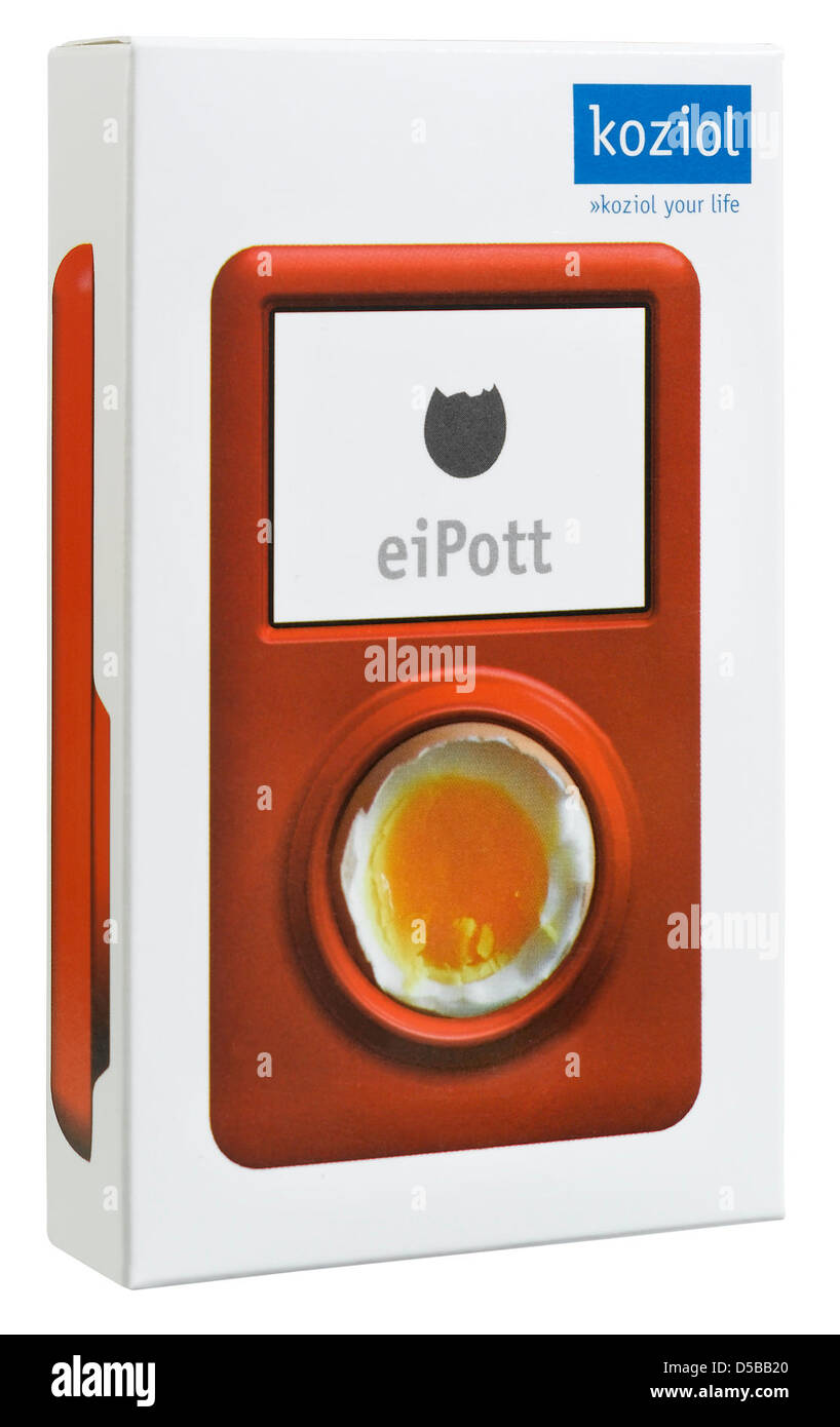 Dpa-Datei) - eine Datei Koziol Handout Bild vom 1. Januar 2010 zeigt eine  "EiPott" - ein iPod-förmigen Eierbecher hergestellt von der deutschen Firma  Koziol - neben seiner Verpackung in Erbach, Deutschland. Ein