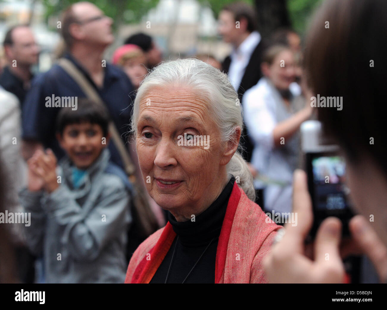 Wissenschaftlerin Jane Goodall bei der Premiere des Films "Janes Journey" in Berlin, Deutschland, 26. August 2010. 2. September 2010 soll der Kinostart des Films, die Goodalls Leben darstellt. Foto: SOEREN STACHE Stockfoto