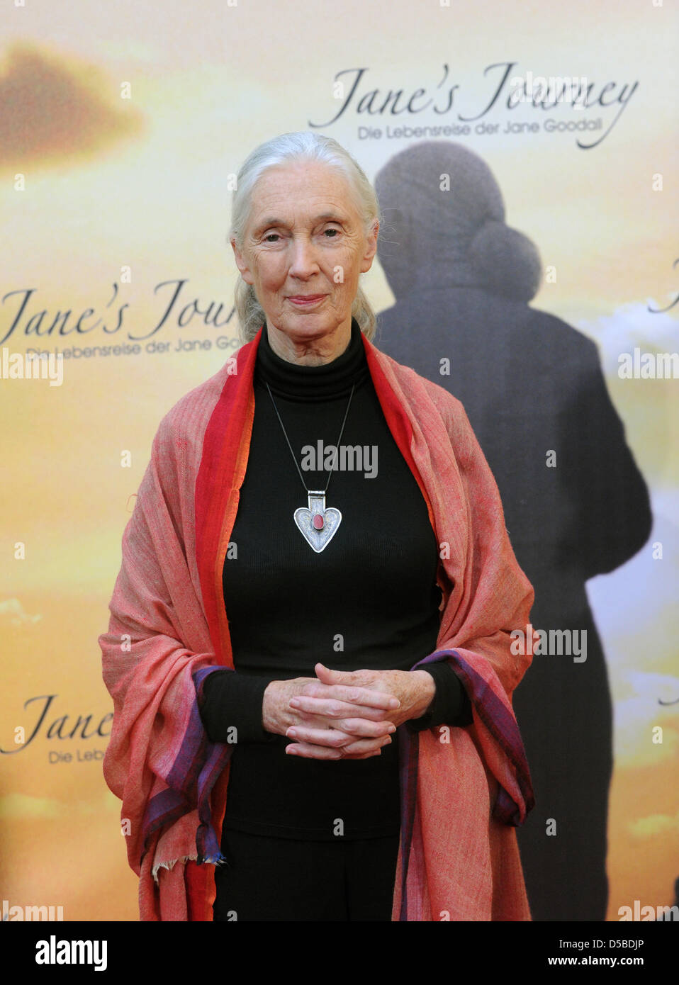 Wissenschaftlerin Jane Goodall bei der Premiere des Films "Janes Journey" in Berlin, Deutschland, 26. August 2010. 2. September 2010 soll der Kinostart des Films, die Goodalls Leben darstellt. Foto: SOEREN STACHE Stockfoto