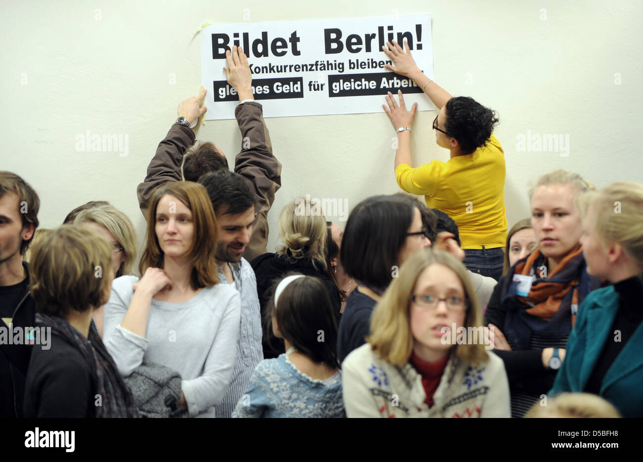 Berlin, Deutschland, Protest gegen die neuen Lehrer in der Berliner Senatsverwaltung Bildung Stockfoto