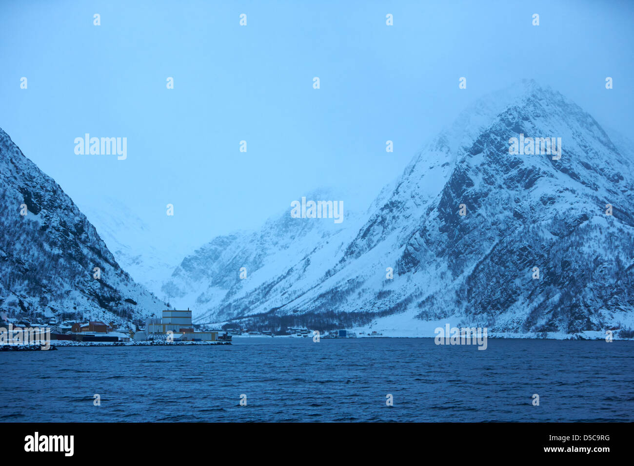 Oksfjord während Winter Norwegen Europa Stockfoto