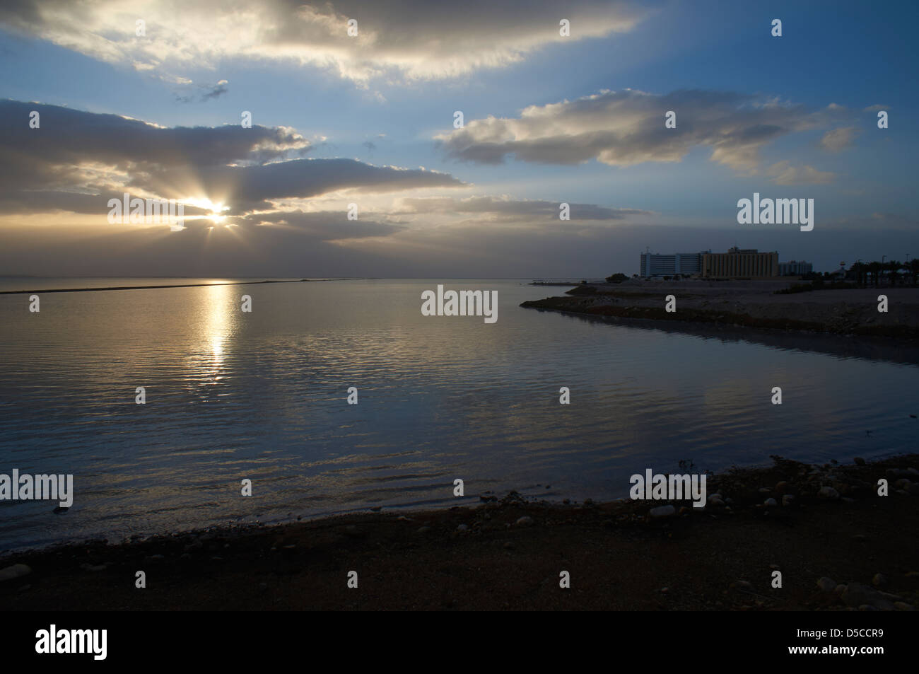 Nordseite von Ein Bokek-Dead Sea Resort Sunrise Stockfoto