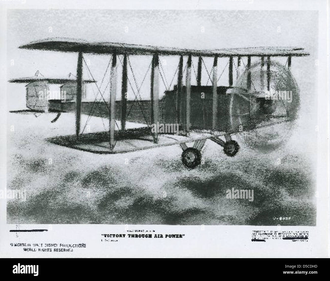 Victory Through Air Power, ein Konzept, das während des Zweiten Weltkriegs entwickelt wurde, betonte die strategische Bedeutung der Luftüberlegenheit in militärischen Konflikten. Dieses Stück mit der Bezeichnung Victory Through Air Power-3 unterstreicht die entscheidende Rolle der Luftstreitkräfte bei der Erzielung militärischer Siege. Stockfoto