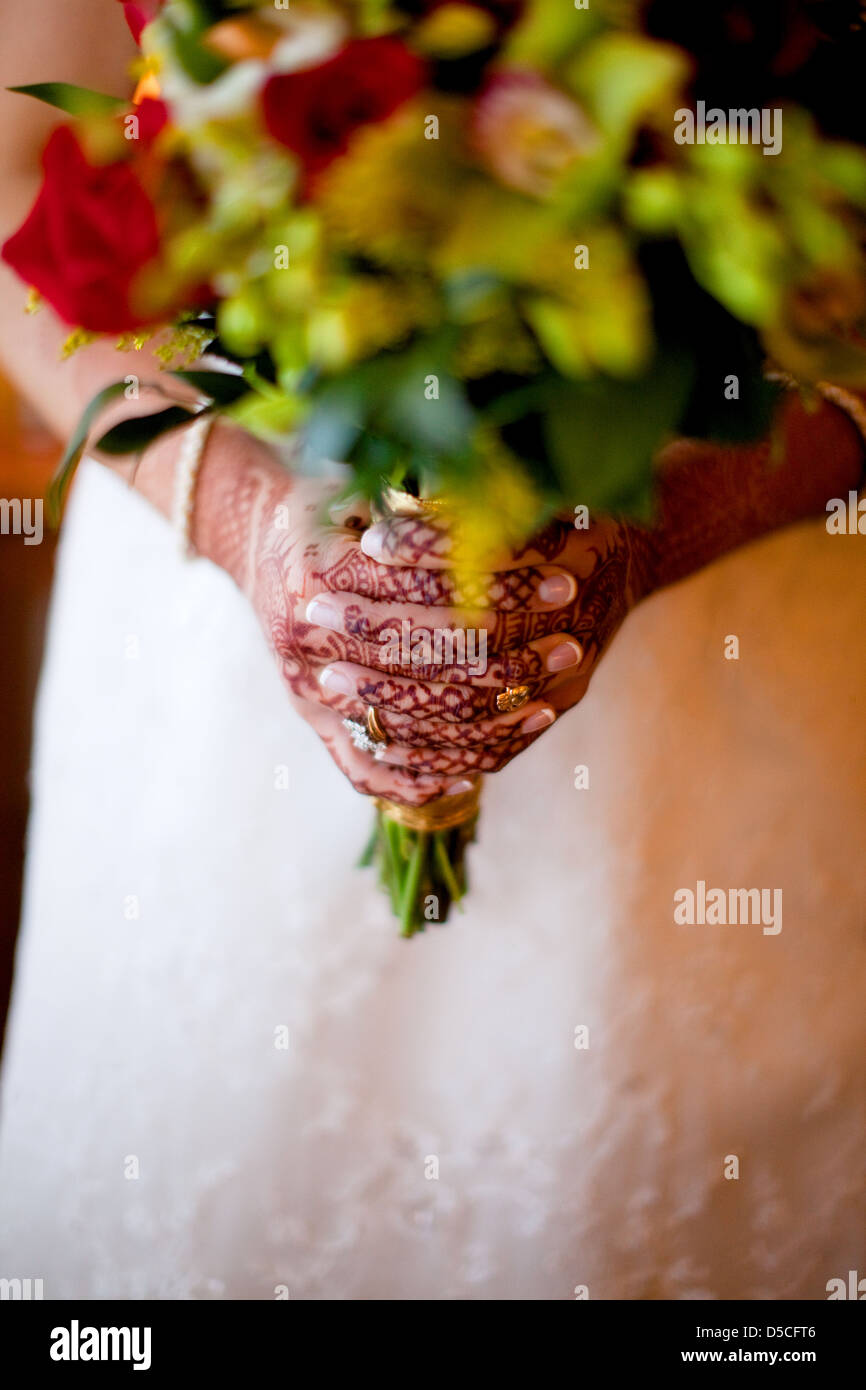 Braut, Strauß, Tradition, Henna, rote rose Stockfoto
