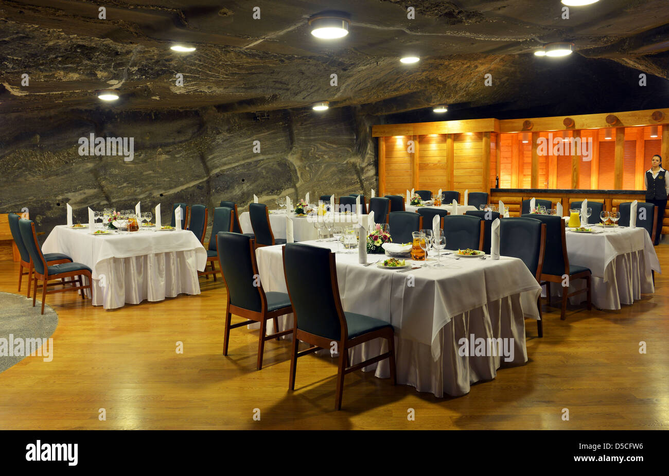 Restaurant in der Salzgrube Mine, Krakau, Polen. Stockfoto
