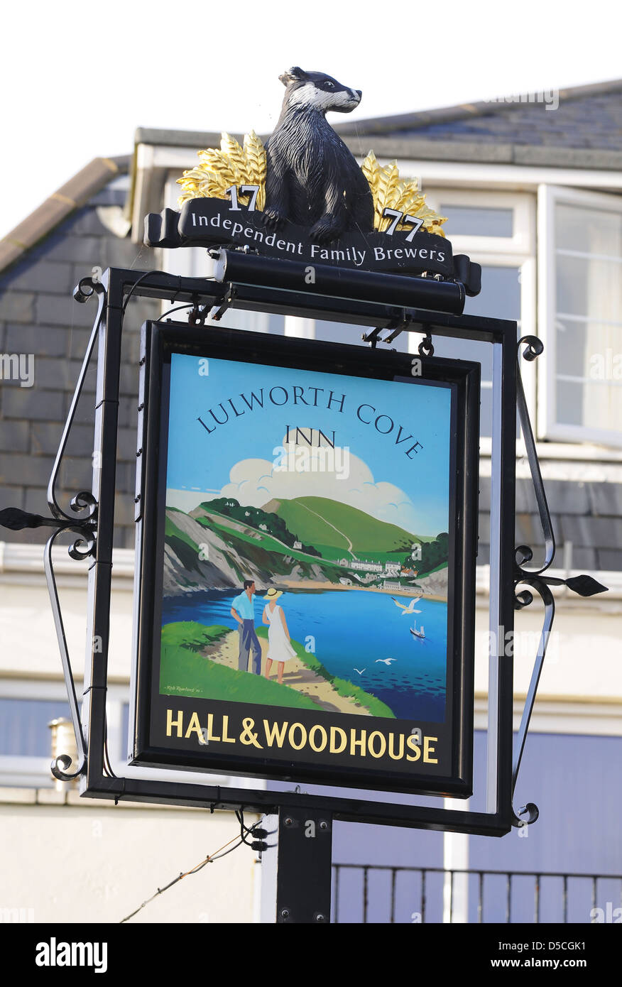 Lulworth Cove Inn Zeichen, Dorset, England, UK Stockfoto
