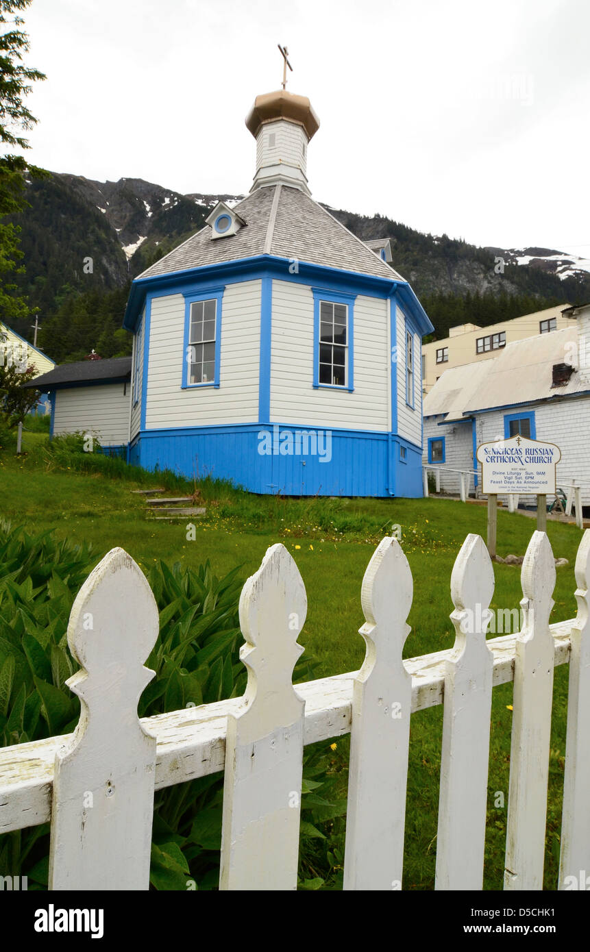 Historische St. Nicholas orthodoxen Kirche in Juneau, Alaska. Stockfoto