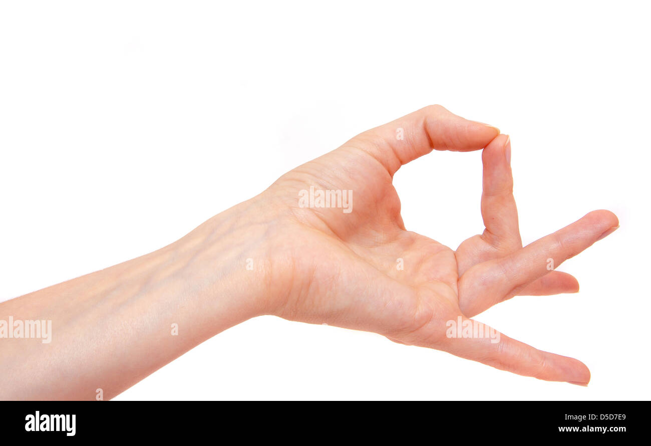 Yoga Hand weiblich isoliert auf weißem Hintergrund Stockfoto