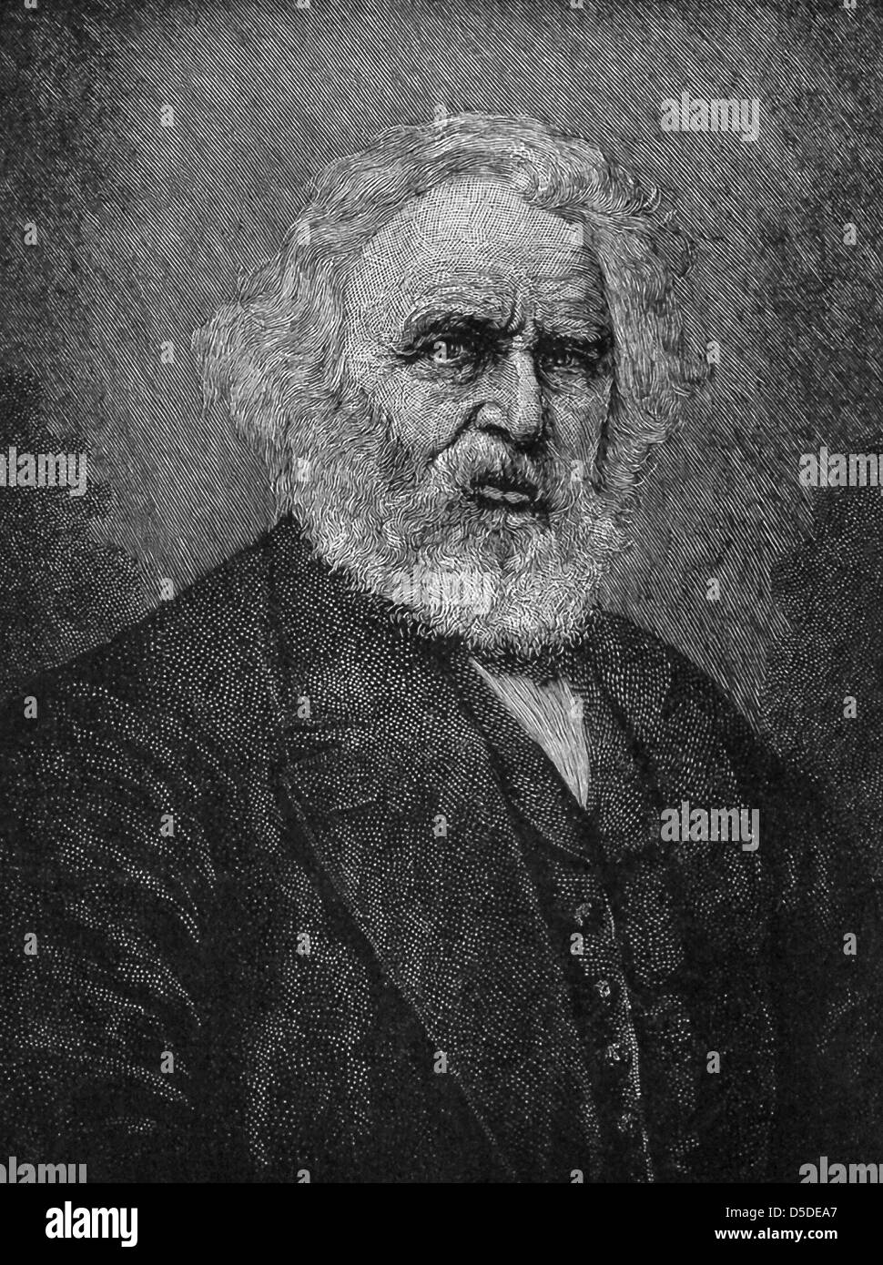 Henry Wadsworth Longfellow, ein amerikanischer Dichter und Pädagoge, schrieb Reveres Ride, Hiawatha und Evangeline. Stockfoto