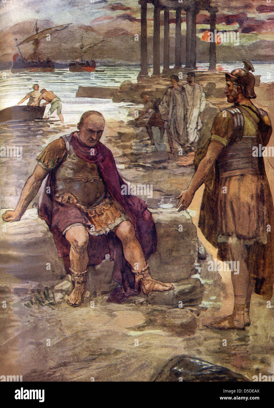 Als Sulla in 88 v. Chr. auf Rom marschierte, ging Marius ins Exil, hier abgebildet in der Nähe von Karthago in Nordafrika. Stockfoto