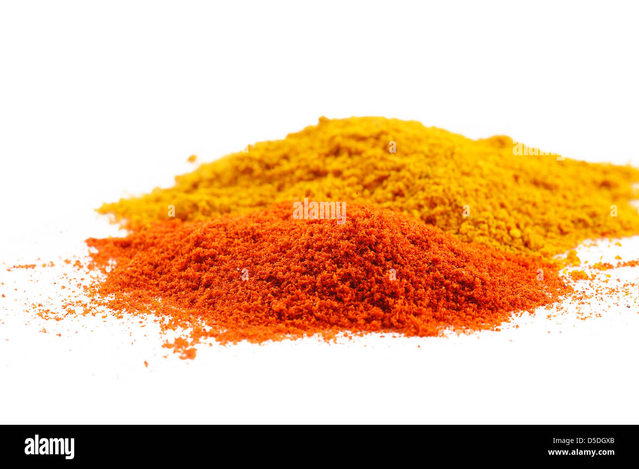 Paprikapulver und Currypulver Stockfoto