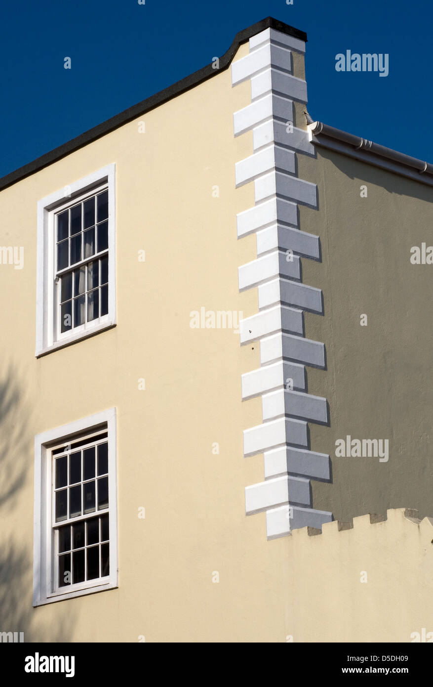 Rustika Ecksteine, Ashburton, georgische, Schiebefenster Stockfoto