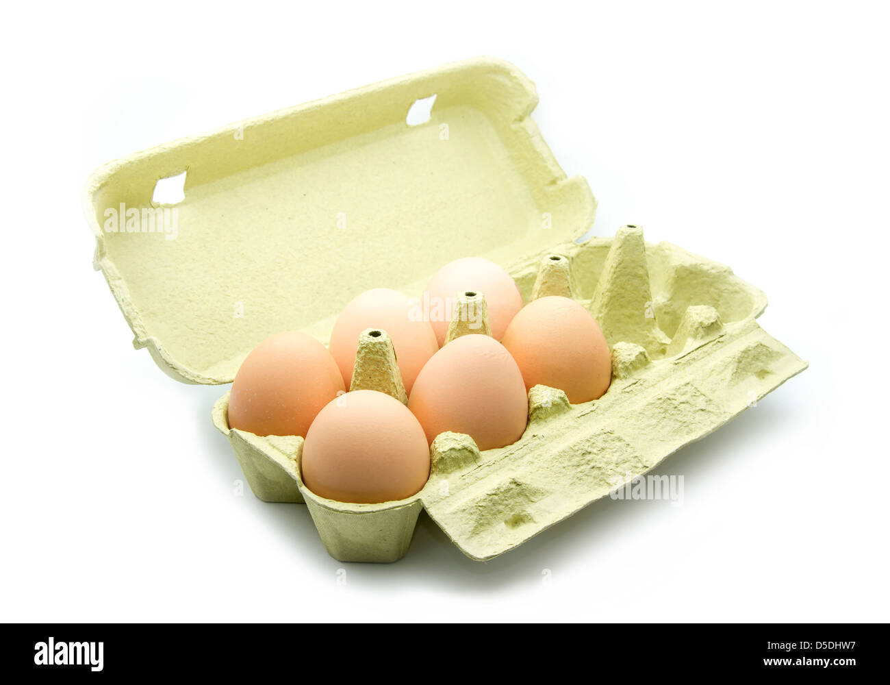 Eiern in Feld isoliert auf weißem Hintergrund Stockfoto