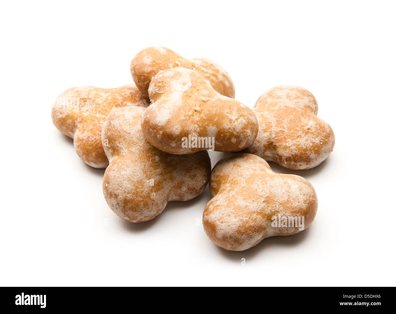 Gruppe von Lebkuchen isoliert auf weißem Hintergrund Stockfoto