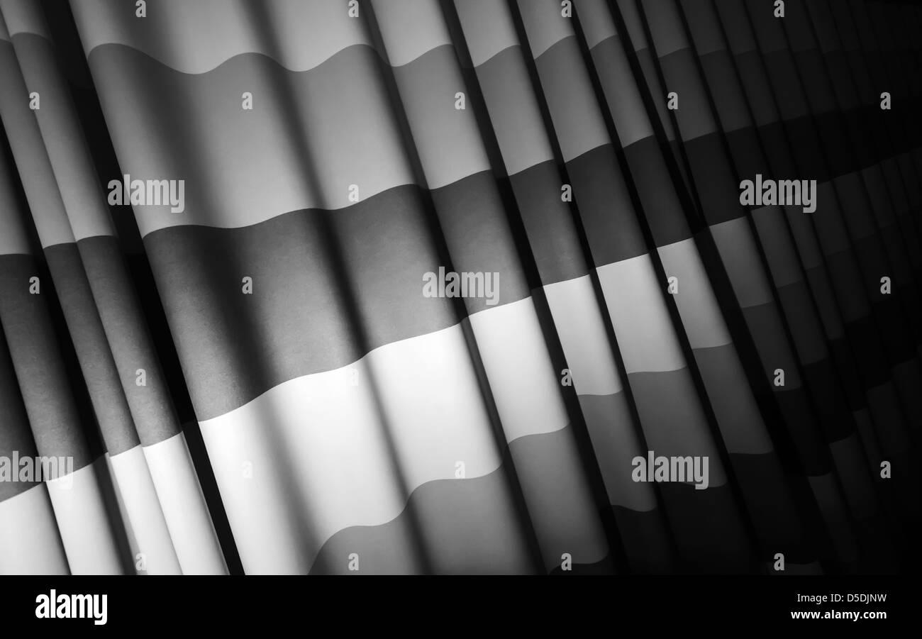 Abstrakt schwarz / weiß winkte Stoff Hintergrund Stockfoto
