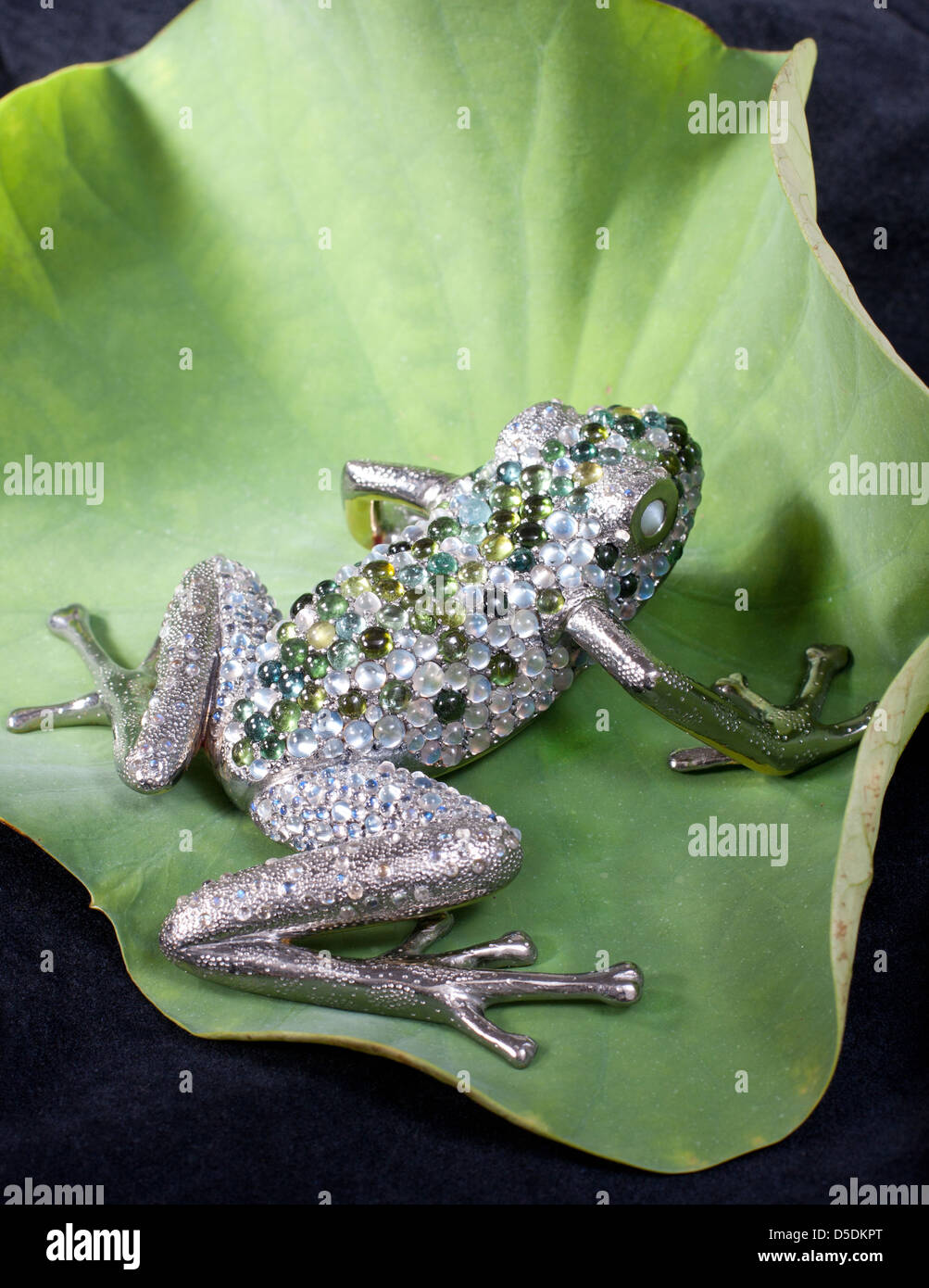 Eine elegante Brosche Frosch Form auf Lotusblatt Stockfoto