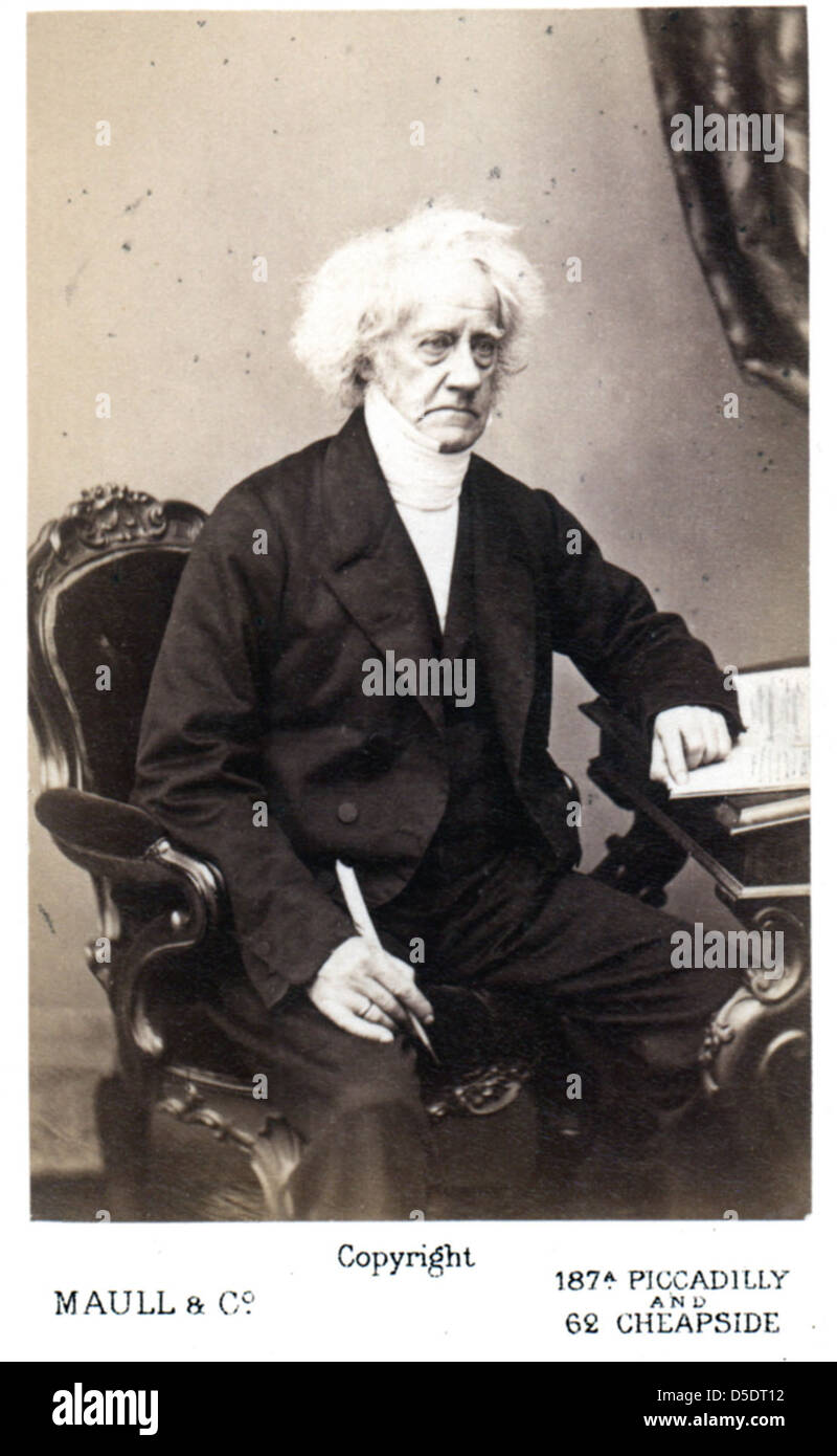 Ein Porträt von John Frederick William Herschel, einem bekannten Astronomen, Physiker und Chemiker aus dem 19. Jahrhundert. Zu seinen wissenschaftlichen Beiträgen zählen Teleskope und Fotografie. Stockfoto