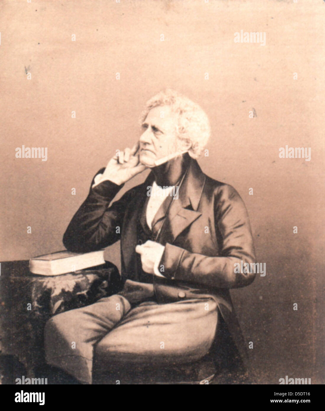 Ein Porträt von John Frederick William Herschel, einem renommierten Astronomen, Physiker und Chemiker, der für seine Arbeit an der Entwicklung der Astrophysik und der frühen wissenschaftlichen Forschung im 19. Jahrhundert anerkannt wurde. Stockfoto