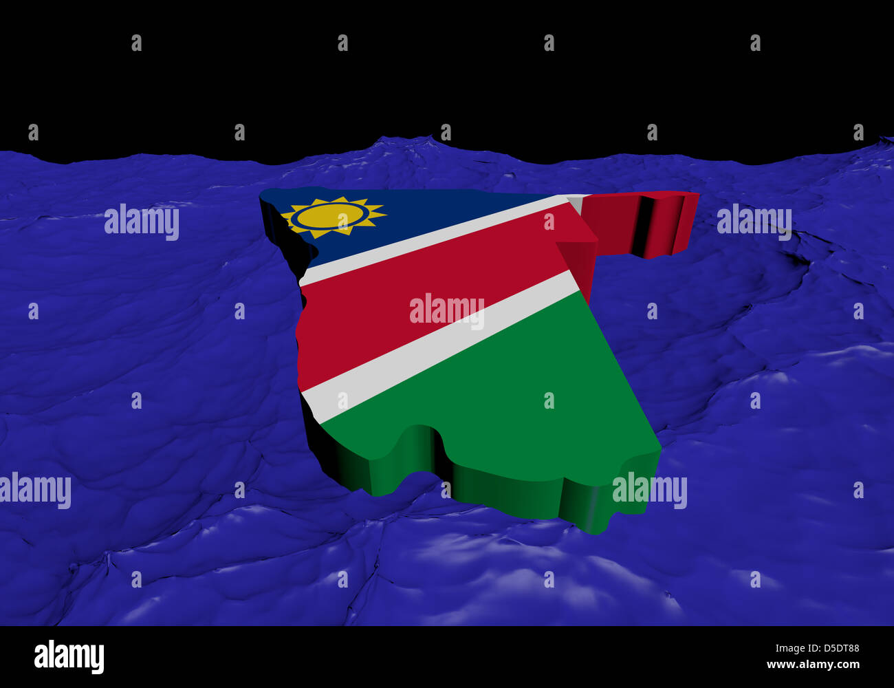 Namibia Karte Flagge in abstrakte Ozean Abbildung Stockfoto