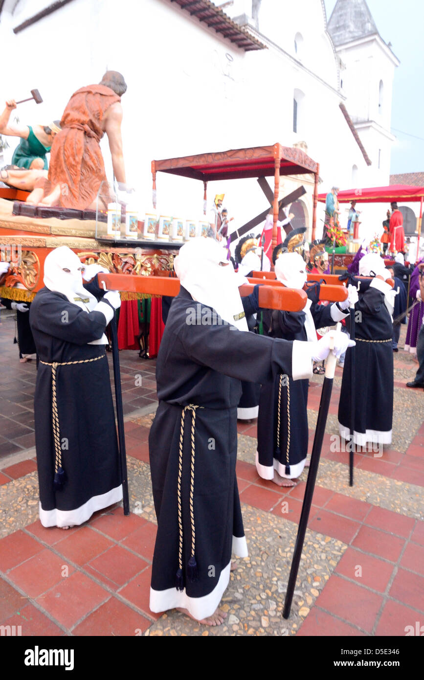 Katholischen Prozession während der Karwoche in Tunja, Boyacá, Kolumbien, Südamerika. Stockfoto