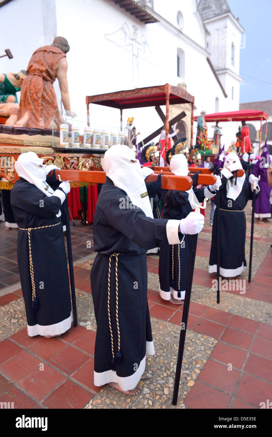 Katholischen Prozession während der Karwoche in Tunja, Boyacá, Kolumbien, Südamerika. Stockfoto