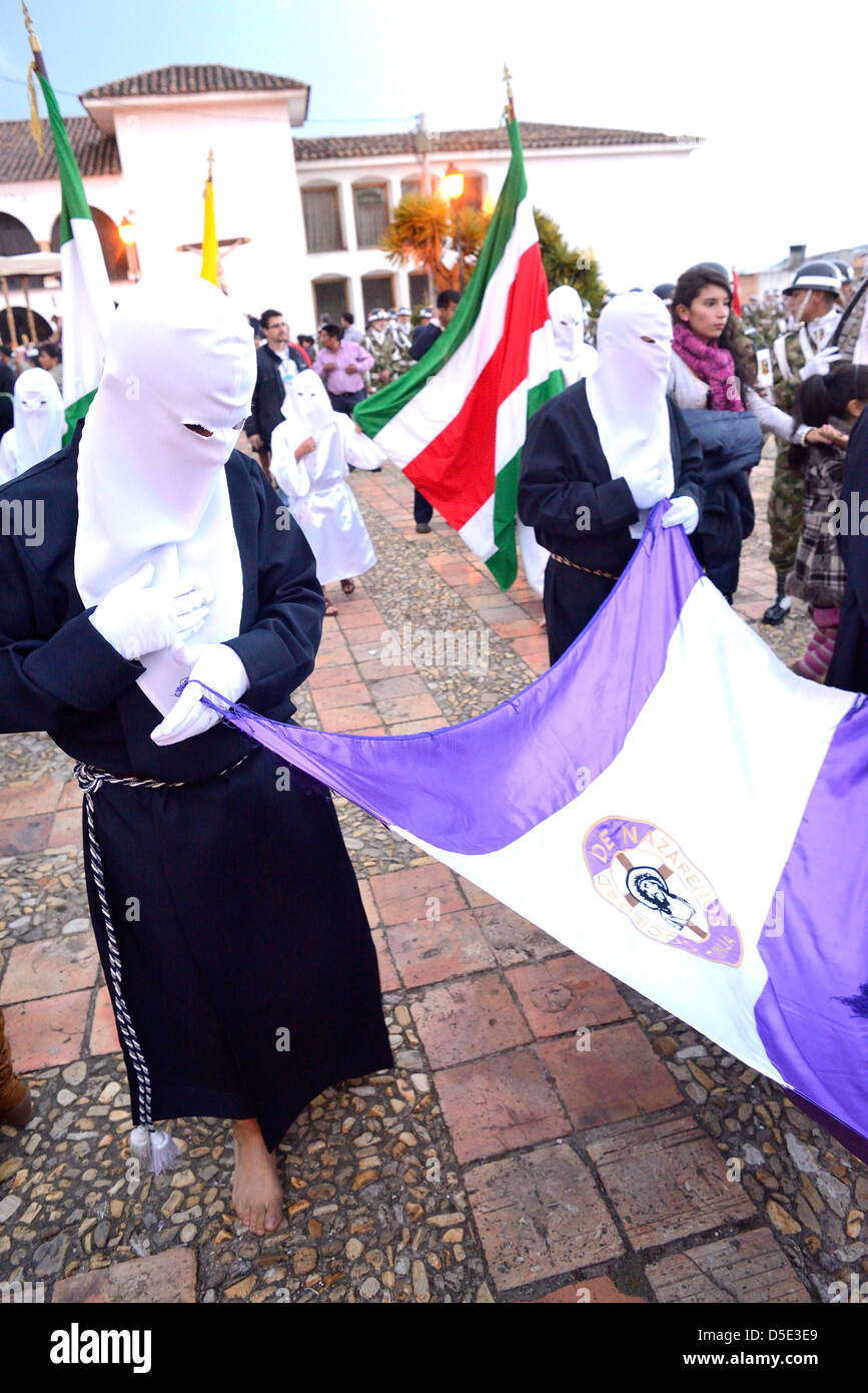 Katholischen Prozession während der Karwoche in Tunja, Boyacá, Kolumbien, Südamerika. Stockfoto