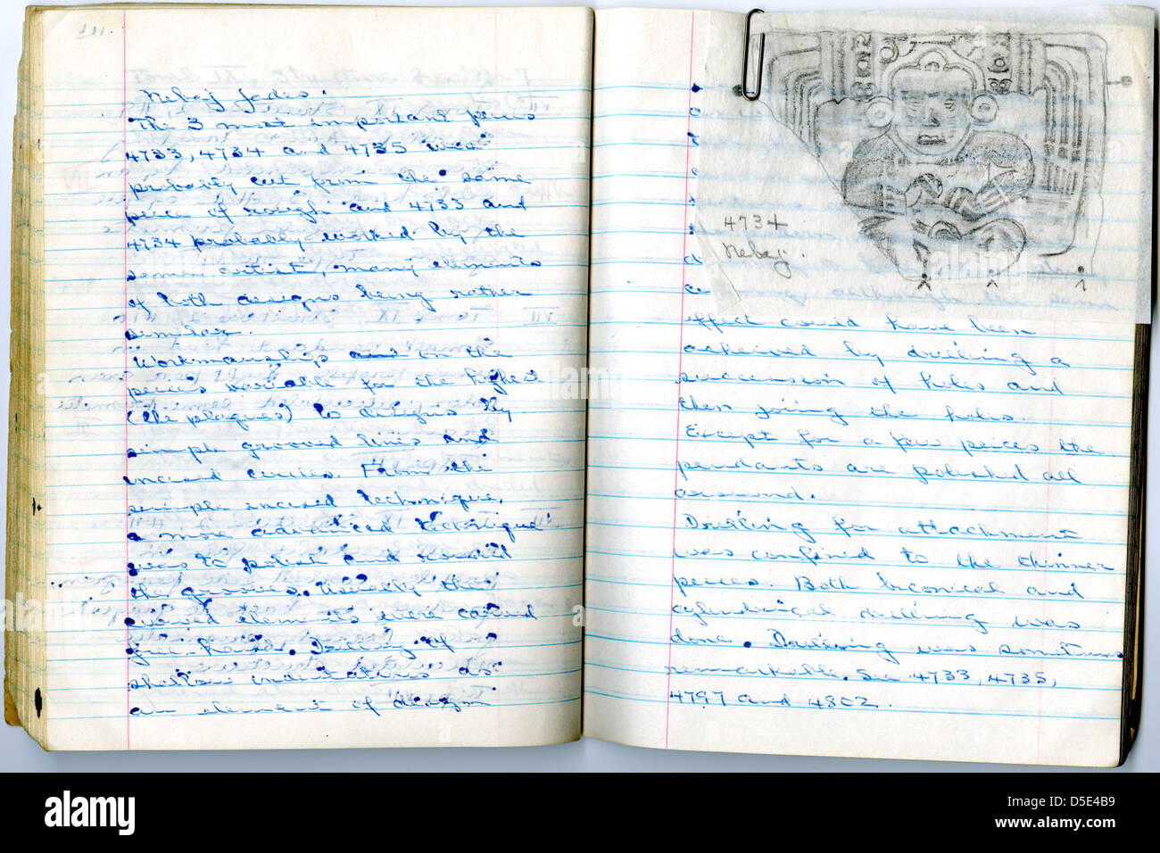 Zwei Notebook-Seiten mit reiben von San Agustín Acasaguastlan Notebook Foshag Stockfoto