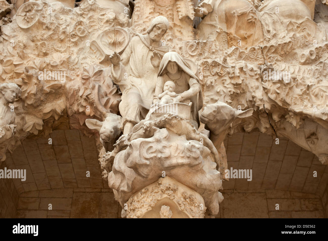 Skulpturen Von Jesus Maria Und Josef An Der Krippe Fassade Der 
