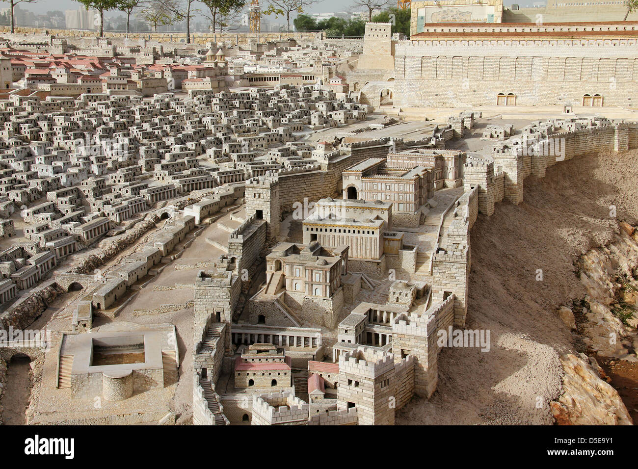 Modell des alten Jerusalem. Unterstadt. Paläste von Adiabene Kaiserin Helena. Israel-Museum Stockfoto