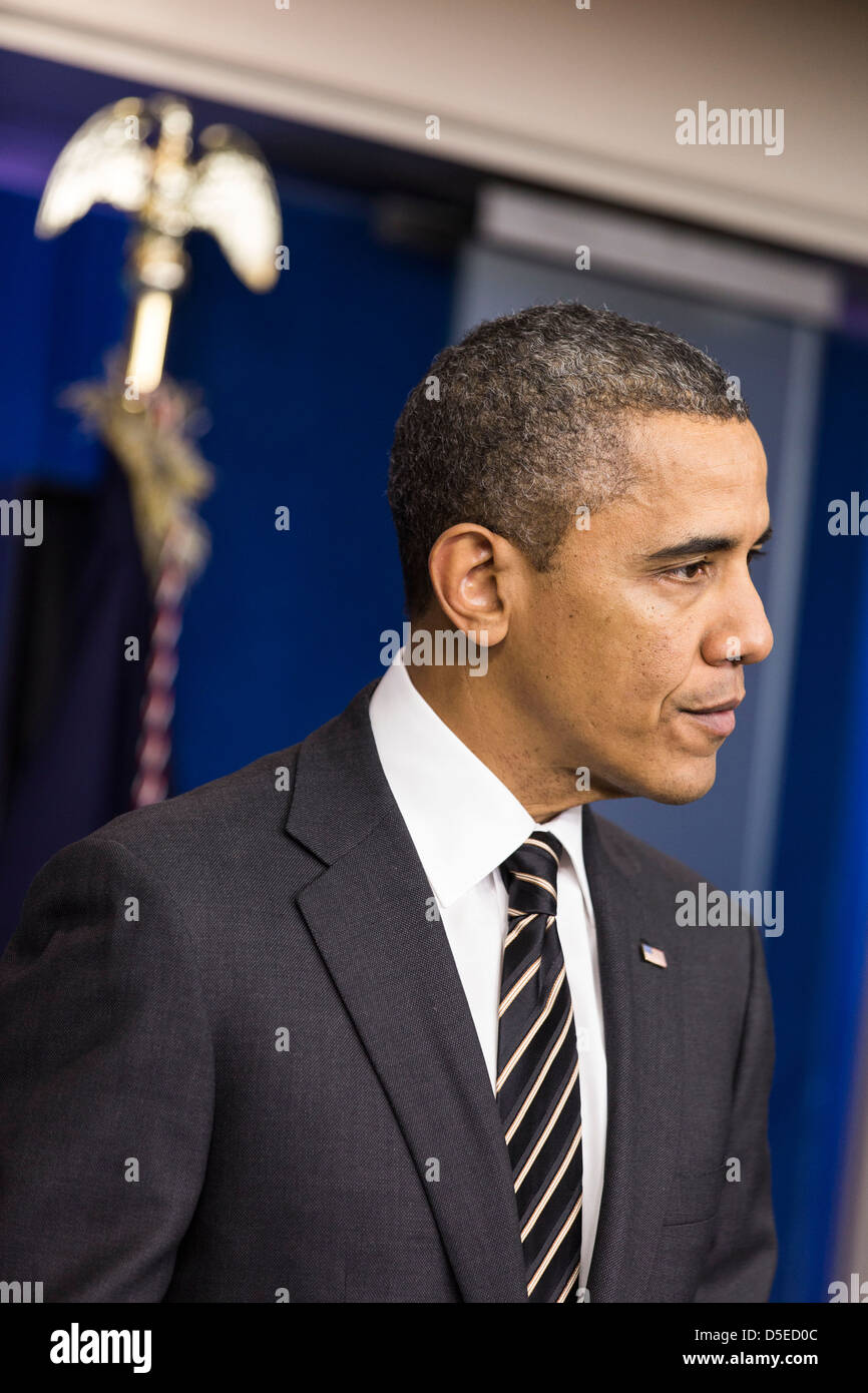 US-Präsident Barack Obama fordert Kongress passieren eine kleine Packung Ausgabenkürzungen und Steuerreform. Stockfoto