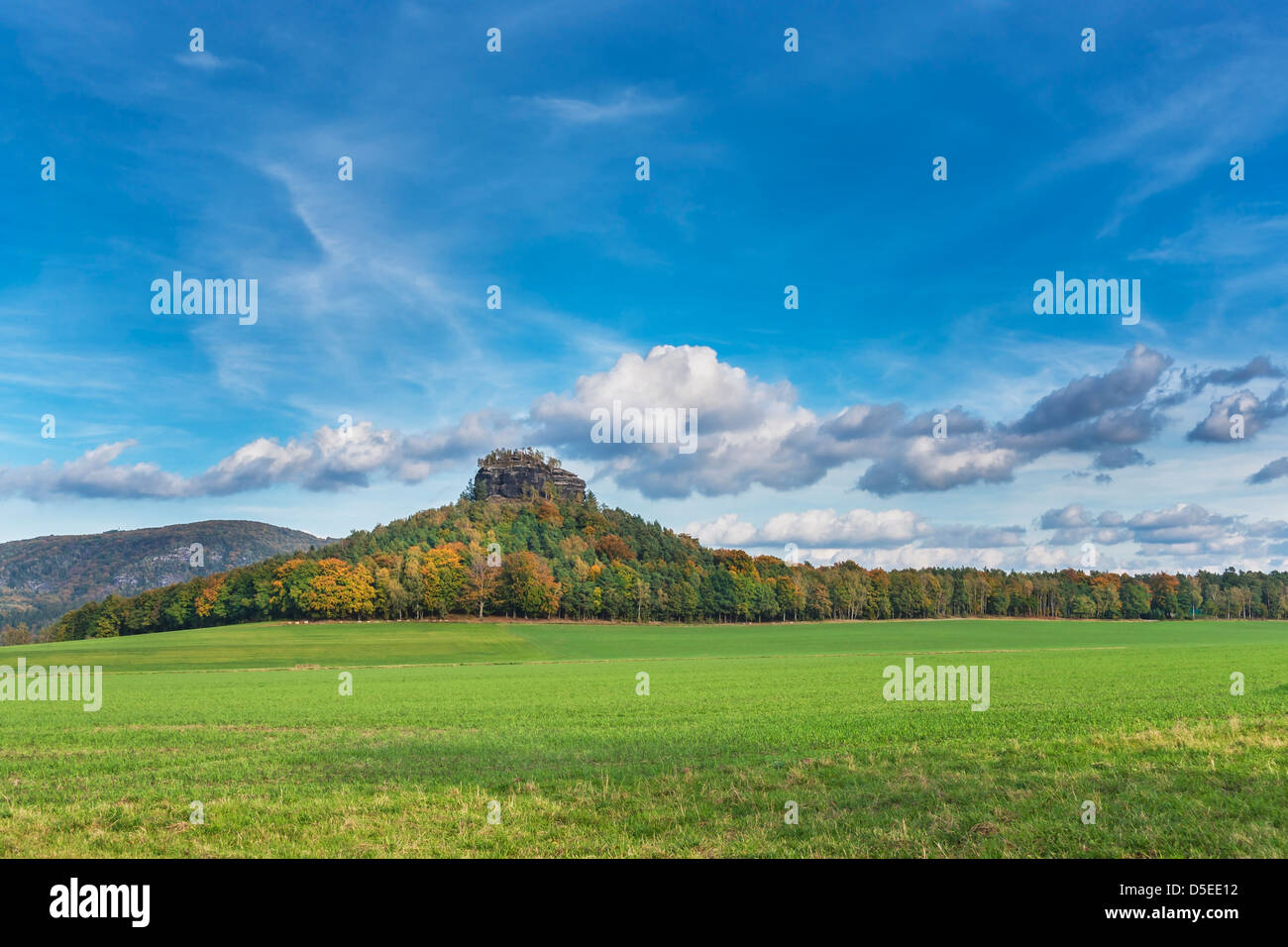 Der Zirkelstein Felsen, Reinhardtsdorf Schoena, Sächsische Schweiz in der Nähe von Dresden Sachsen, Deutschland, Europa Stockfoto